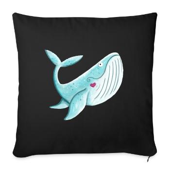 Whale with Heart I Humpback Whale Gift Comic - Sofa pillowcase 17,3'' x 17,3'' (45 x 45 cm) - black - Front