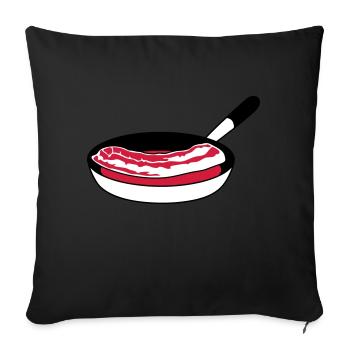 pan fry bacon ham meat delicious hung - Sofa pillowcase 17,3'' x 17,3'' (45 x 45 cm) - black - Front