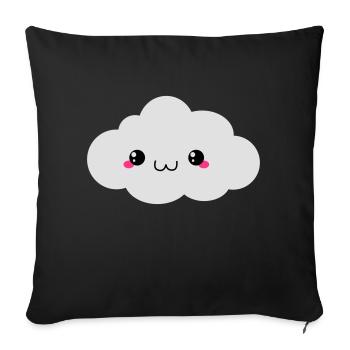 Happy Kawaii Cloud - Sofa pillowcase 17,3'' x 17,3'' (45 x 45 cm) - black - Front