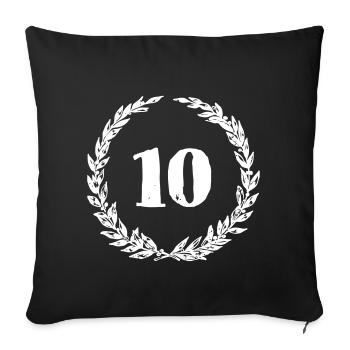 Idée cadeau vintage couronne de laurier 10e anniversaire - Housse de coussin décorative 45 x 45 cm - noir - Devant