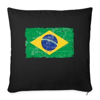Brazil Vintage Flag - Sofakissenbezug 45 x 45 cm - Schwarz - Vorne