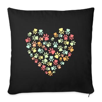 Chien signifie amour en forme de coeur - Housse de coussin décorative 45 x 45 cm - noir - Devant