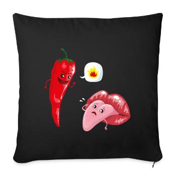 Chili & Zunge - Sofakissenbezug 45 x 45 cm - Schwarz - Vorne