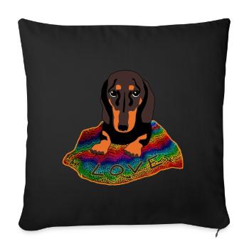 Dackel love. Dachshund - Sofakissenbezug 45 x 45 cm - Schwarz - Vorne
