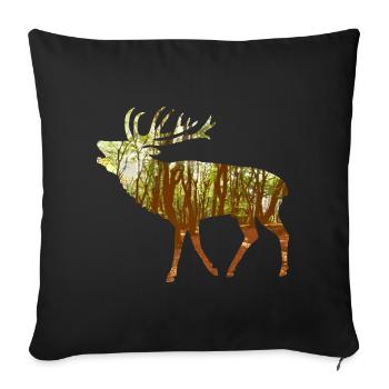 cerf - Housse de coussin décorative 45 x 45 cm - noir - Devant
