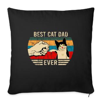 Best Cat Dad Ever Bump Kitten Vintage - Sofa pillowcase 17,3'' x 17,3'' (45 x 45 cm) - black - Front