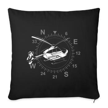 helicopter illustration symbol heli hubschrauber - Sofakissenbezug 45 x 45 cm - Schwarz - Vorne