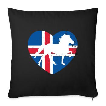 Islandpferd Herz Liebe Reiterin Reiten Pferd - Sofakissenbezug 45 x 45 cm - Schwarz - Vorne