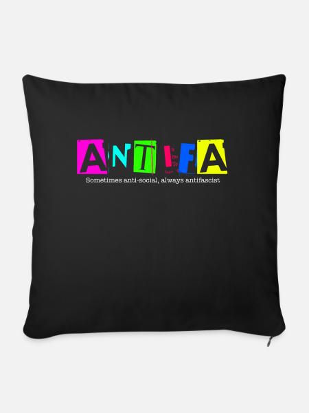 Antifa - Sometimes anti-social, always antifascist - Sofakissenbezug 45 x 45 cm - Schwarz