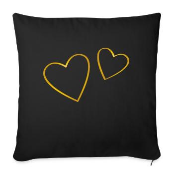 Two hearts gold - Sofa pillowcase 17,3'' x 17,3'' (45 x 45 cm) - black - Front