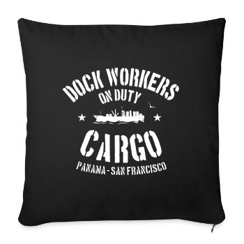 Dock workers on duty - Sofa pillowcase 17,3'' x 17,3'' (45 x 45 cm) - black - Front
