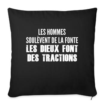 humour traction / homme sport musculation - Housse de coussin décorative 45 x 45 cm - noir - Devant