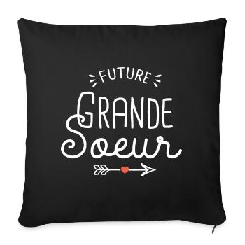 future grande sœur cadeau naissance grande soeur - Housse de coussin décorative 45 x 45 cm - noir - Devant