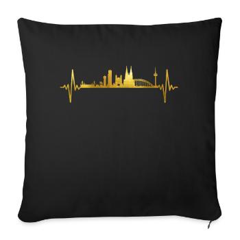 Cologne Skyline Battement de coeur - Housse de coussin décorative 45 x 45 cm - noir - Devant