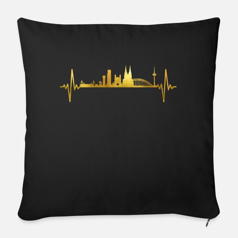 Köln Skyline Herzschlag - Sofakissenbezug 45 x 45 cm - Schwarz