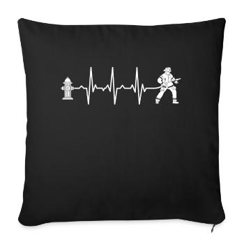 Pompier pompier battement de cœur - Housse de coussin décorative 45 x 45 cm - noir - Devant