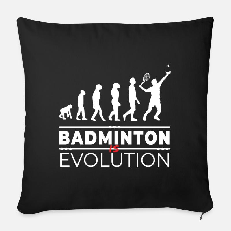 Badminton is evolution - Message Humor Parodie - Sofakissenbezug 45 x 45 cm - Schwarz
