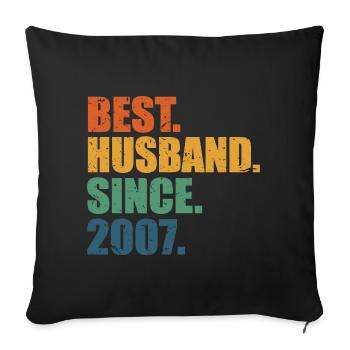 Meilleur mari depuis 2007, cadeau d’anniversaire de 16 ans - Housse de coussin décorative 45 x 45 cm - noir - Devant