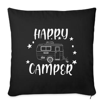 Happy Camper Travel Caravan Camping Quotes - Sofakissenbezug 45 x 45 cm - Schwarz - Vorne