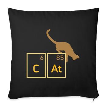 Cat (Calcium, Astatine)(Cat) - Sofa pillowcase 17,3'' x 17,3'' (45 x 45 cm) - black - Front