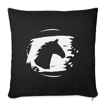 Pferd Hengst Ross Stute Reitsport - Sofakissenbezug 45 x 45 cm - Schwarz - Vorne