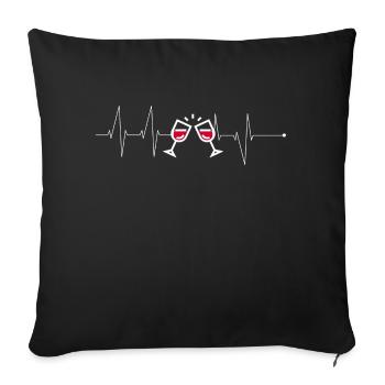 Wine Heartbeat ECG Wine Drinker Wine - Sofakissenbezug 45 x 45 cm - Schwarz - Vorne
