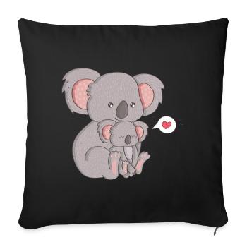 Koala Bear Famille Koala - Housse de coussin décorative 45 x 45 cm - noir - Devant