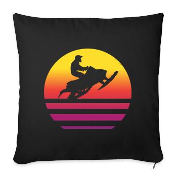 Snowmobile Retro Style Vintage - Sofa pillowcase 17,3'' x 17,3'' (45 x 45 cm) - black - Front