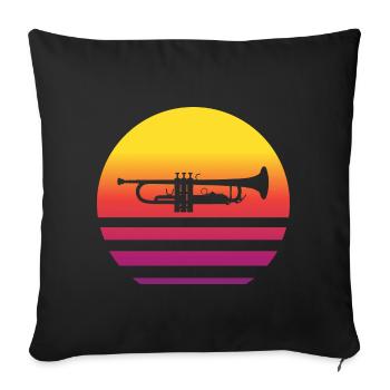 Trumpet Retro Style Vintage - Sofa pillowcase 17,3'' x 17,3'' (45 x 45 cm) - black - Front