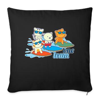 équipe famille chat surf enterrement de vie de jeune fille animal - Housse de coussin décorative 45 x 45 cm - noir - Devant