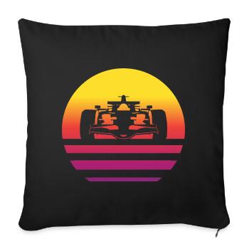 Voiture de course Retro Style Vintage - Housse de coussin décorative 45 x 45 cm - noir - Devant