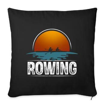 Rameur Rameur Bateau d’aviron Vintage - Housse de coussin décorative 45 x 45 cm - noir - Devant