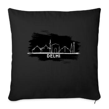 Delhi Skyline - Sofa pillowcase 17,3'' x 17,3'' (45 x 45 cm) - black - Front