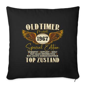 Oldtimer Jahrgang 1967 55. Geburtstag Geschenk Fun - Sofakissenbezug 45 x 45 cm - Schwarz - Vorne