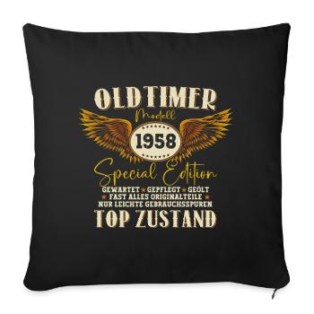 Oldtimer Jahrgang 1958 64. Geburtstag Geschenk Fun - Sofakissenbezug 45 x 45 cm - Schwarz - Vorne
