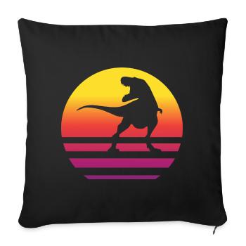 Dinosaure Rétro Style Vintage - Housse de coussin décorative 45 x 45 cm - noir - Devant