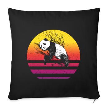 Panda Retro Style Vintage - Housse de coussin décorative 45 x 45 cm - noir - Devant