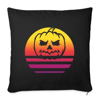 Citrouille Rétro Style Vintage - Housse de coussin décorative 45 x 45 cm - noir - Devant