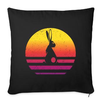 Lapin Rétro Style Vintage - Housse de coussin décorative 45 x 45 cm - noir - Devant