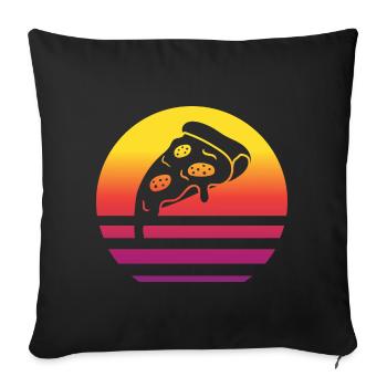 Pizza Stück Retro Style Vintage - Sofakissenbezug 45 x 45 cm - Schwarz - Vorne