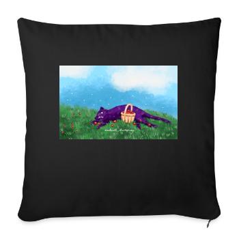Erbeerfeld Katze - Sofakissenbezug 45 x 45 cm - Schwarz - Vorne