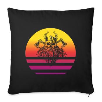 Viking Skull Retro Style Vintage - Housse de coussin décorative 45 x 45 cm - noir - Devant
