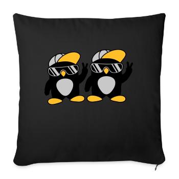 2 friends cool penguins - Sofa pillowcase 17,3'' x 17,3'' (45 x 45 cm) - black - Front