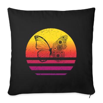 Papillon Retro Style Vintage - Housse de coussin décorative 45 x 45 cm - noir - Devant