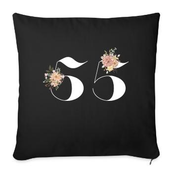 55th Anniversary Flowers (Gift of 55 years) - Sofa pillowcase 17,3'' x 17,3'' (45 x 45 cm) - black - Front