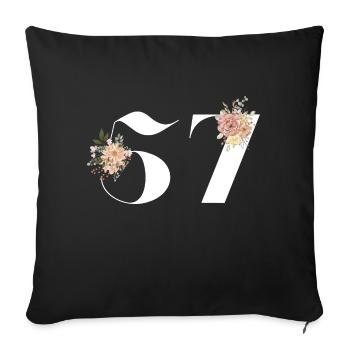 57th Anniversary Flowers (Gift of 57 years) - Sofa pillowcase 17,3'' x 17,3'' (45 x 45 cm) - black - Front