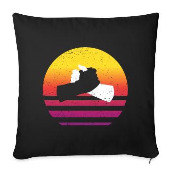 Poignée de main noir blanc Style rétro Vintage - Housse de coussin décorative 45 x 45 cm - noir - Devant