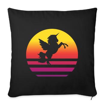 Einhorn Retro Style Vintage - Sofakissenbezug 45 x 45 cm - Schwarz - Vorne