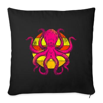 Bunter Oktopus Tintenfisch Kranken - Sofakissenbezug 45 x 45 cm - Schwarz - Vorne