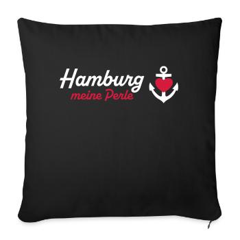 Hamburg Perle weiß - Sofakissenbezug 45 x 45 cm - Schwarz - Vorne